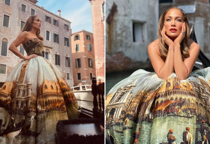 Jennifer Lopez y el asombroso vestido de Dolce \u0026 Gabbana con el que  paralizó Venecia