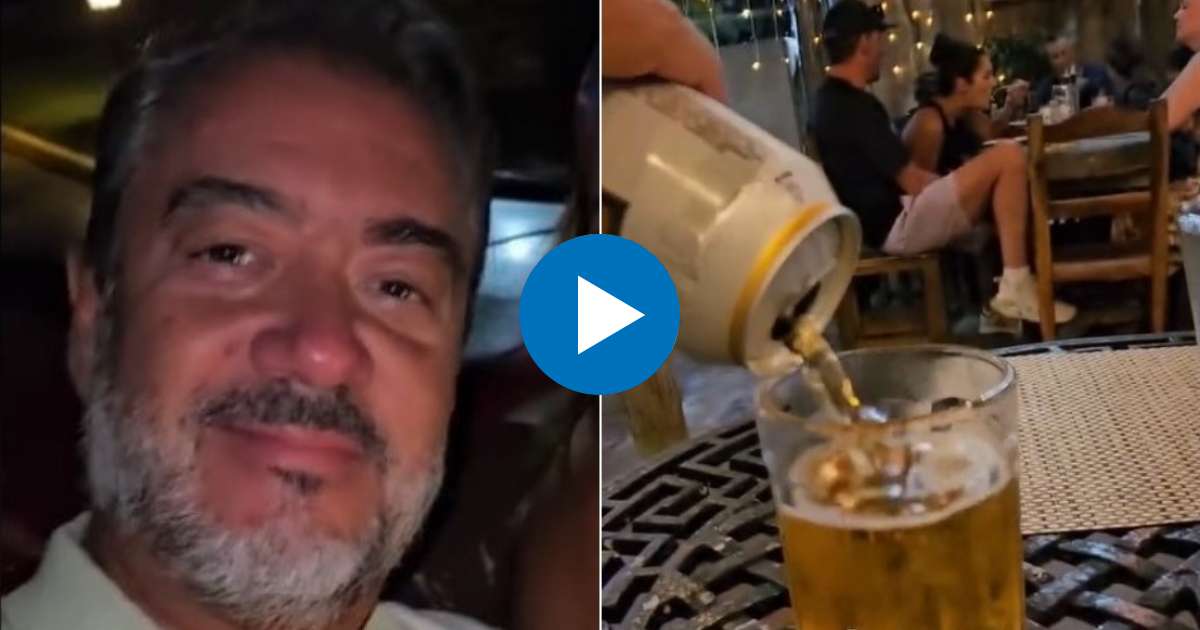 Rudy Tercero y cerveza que tomó en una paladar © Captura de video de Tik Tok de rudytercerof