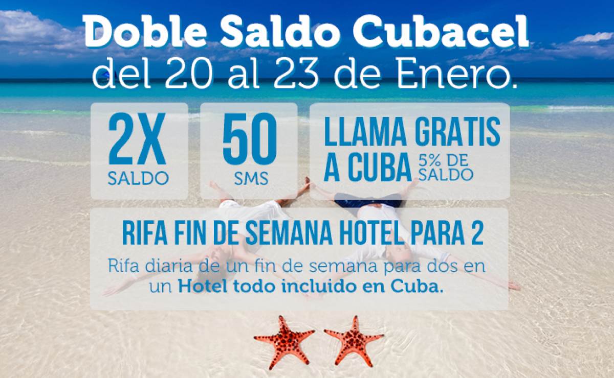 Oferta Doble Saldo Cubacel del 20 al 23 de Enero en Oferta Doble Saldo Cubacel del 20 al 23 de Enero en