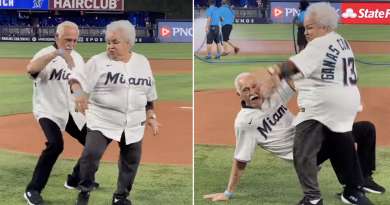 Los abuelos cubanos Celina y Filiberto se roban el show en estadio de los Miami Marlins