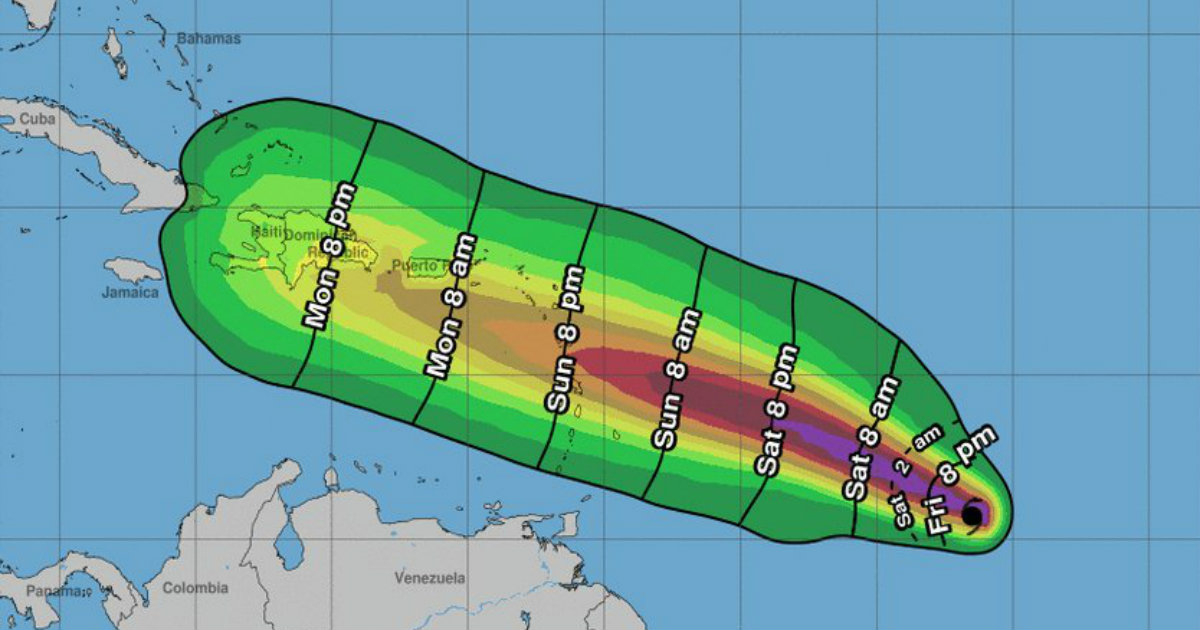 Puerto Rico se prepara para el huracán Beryl. © Centro Nacional de Huracanes / Twitter