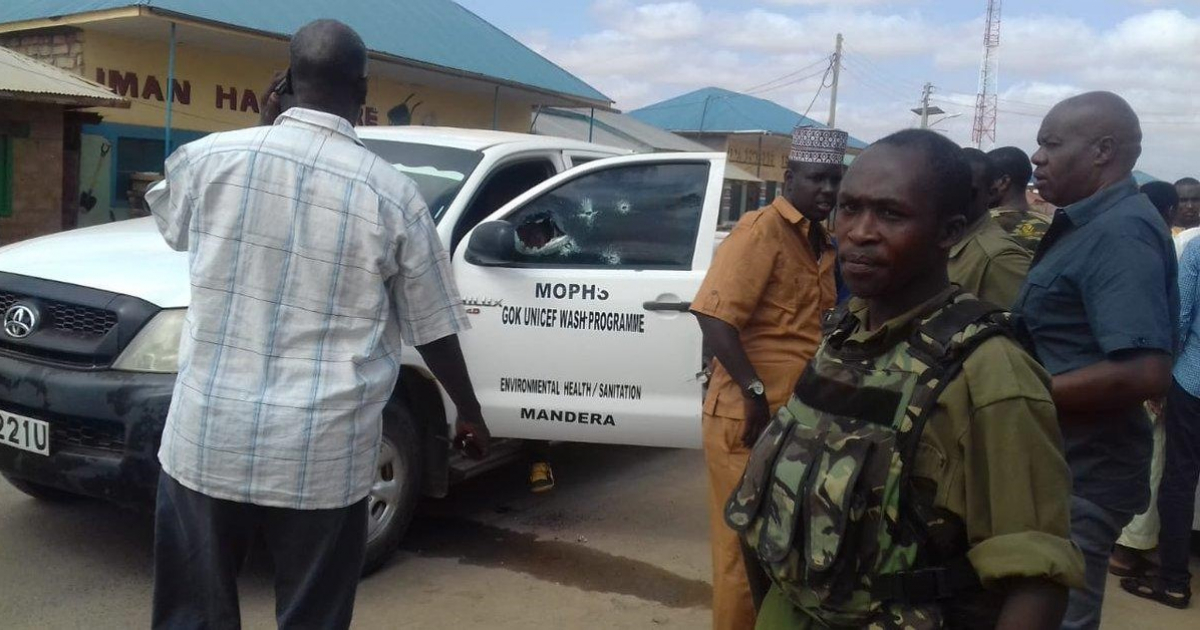 Vehículo donde viajaban los médicos cubanos secuestrados en Kenia © Twitter / Switch TV Kenya
