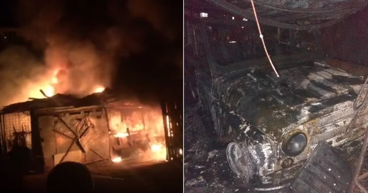 Voraz incendio en un grupo de garajes en Holguín destruye varios vehículos