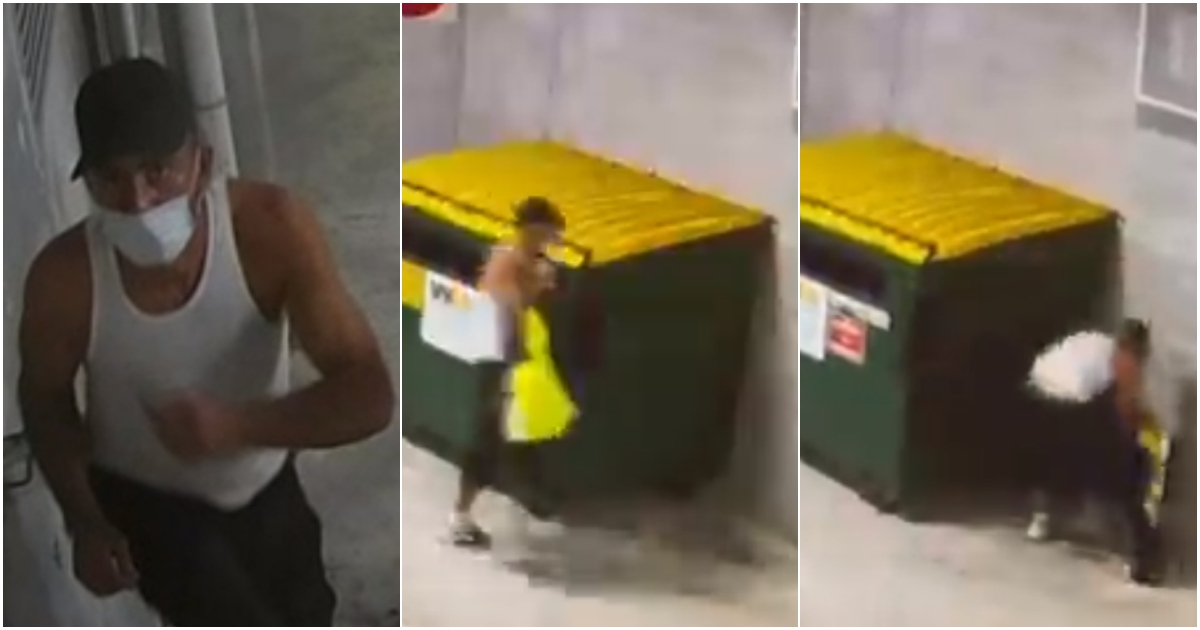 El ladrón mientras comete su fechoría. © Capturas de pantalla/ Twitter Policía de Miami
