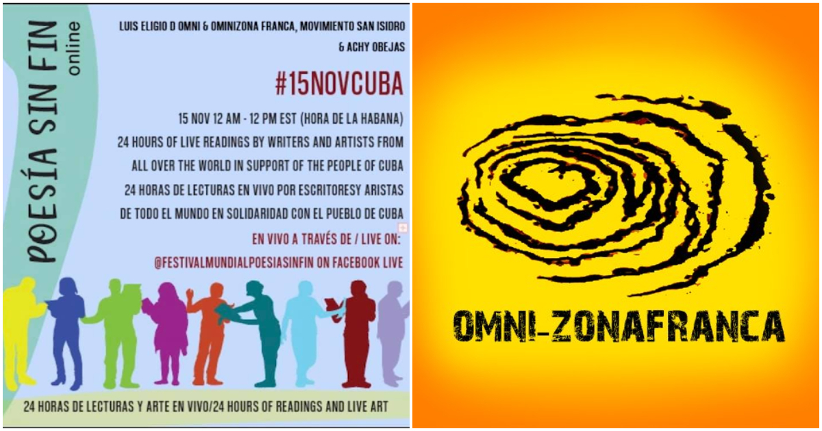 Poster del Festival de Poesía y logo del Grupo OmniZonafranca © Facebook/ Festival mundial Poesía Sin Fin 
