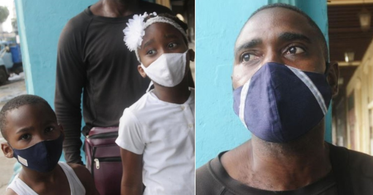 Arisnorbis Gondres Félix junto a sus dos hijos, una hembra y un varón que estudian en la escuela Concepción Arenal © Granma/Endry Correa Vaillant
