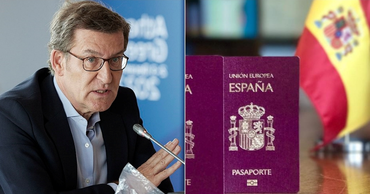 Alberto Núñez Feijóo y pasaporte español © CiberCuba / Wikimedia Commons 