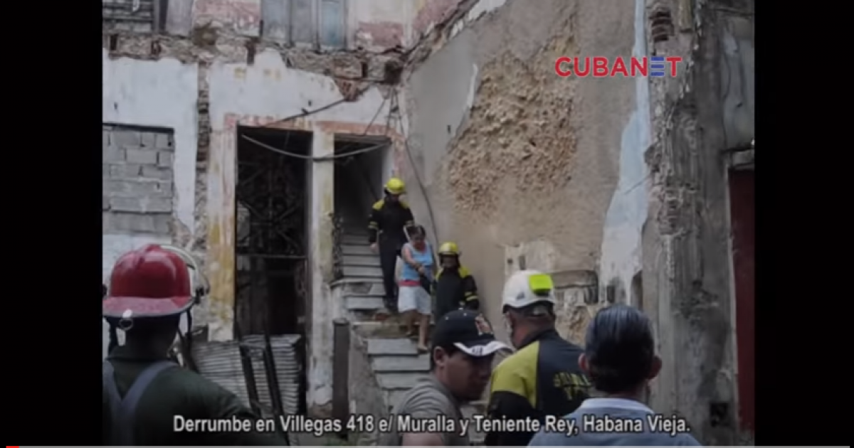 La lluvia de los últimos días provoca un derrumbe en La Habana Vieja